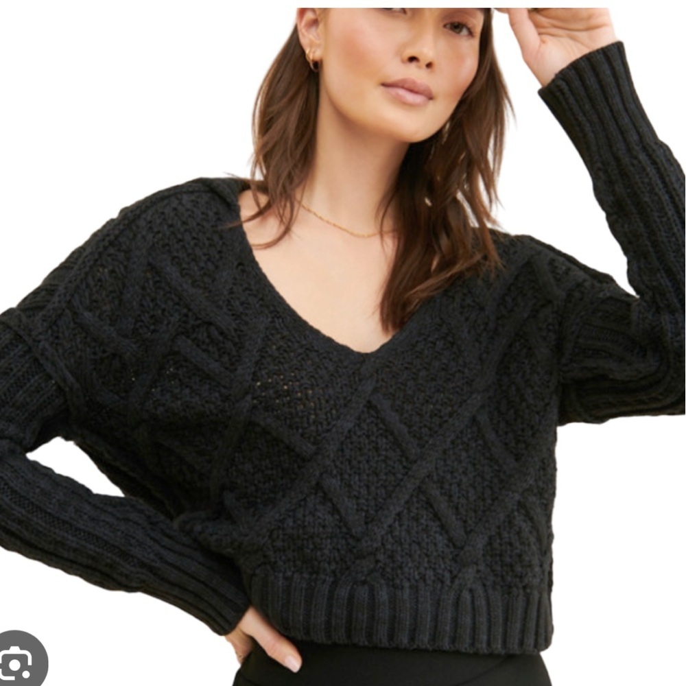 Free People Black V-Neck‎ Sweater